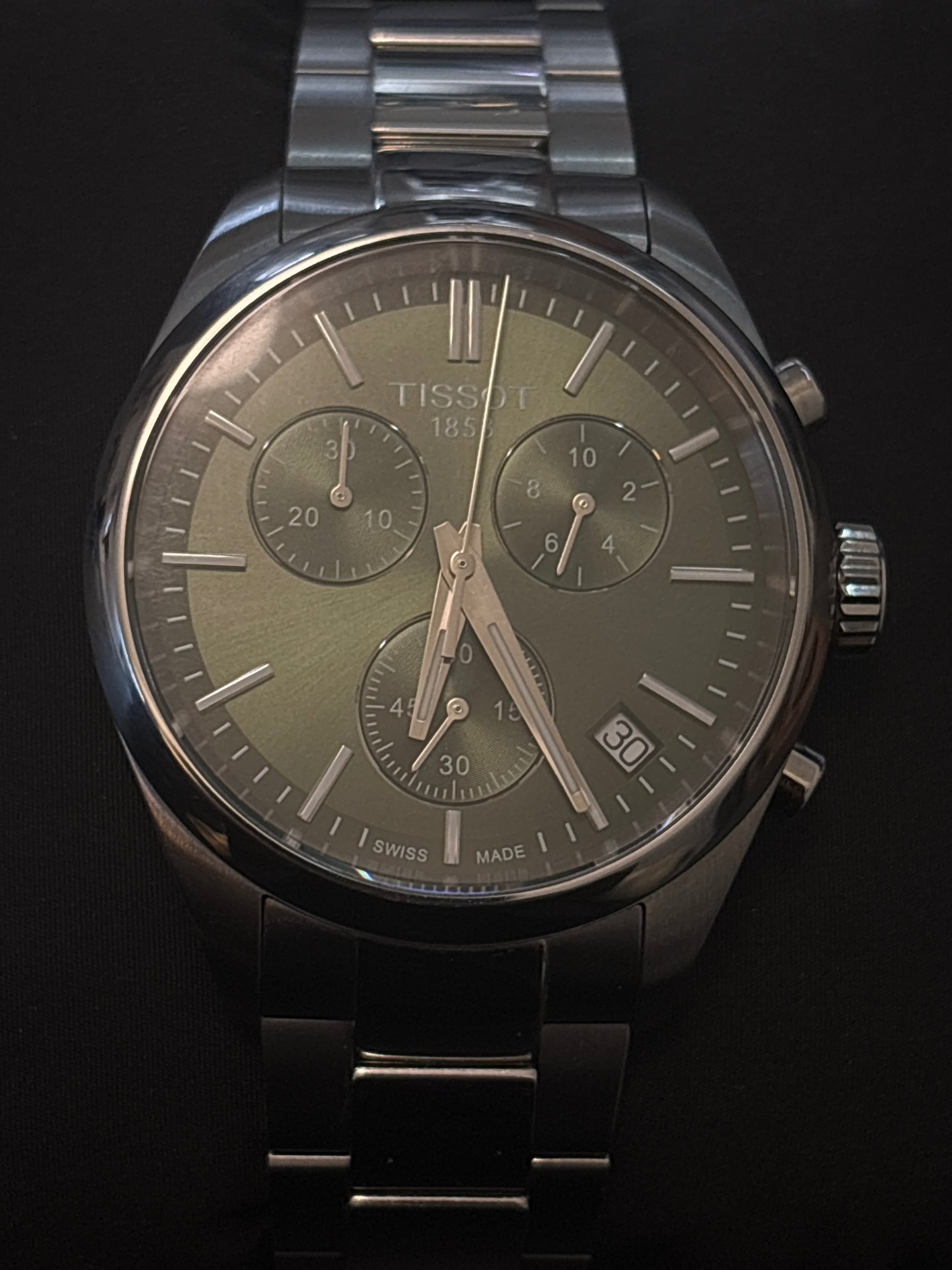 Tissot chronograph green dial CHRONOGRAPH T150.41711.091.00 STAINLESS STEEL PR 100 40 mm