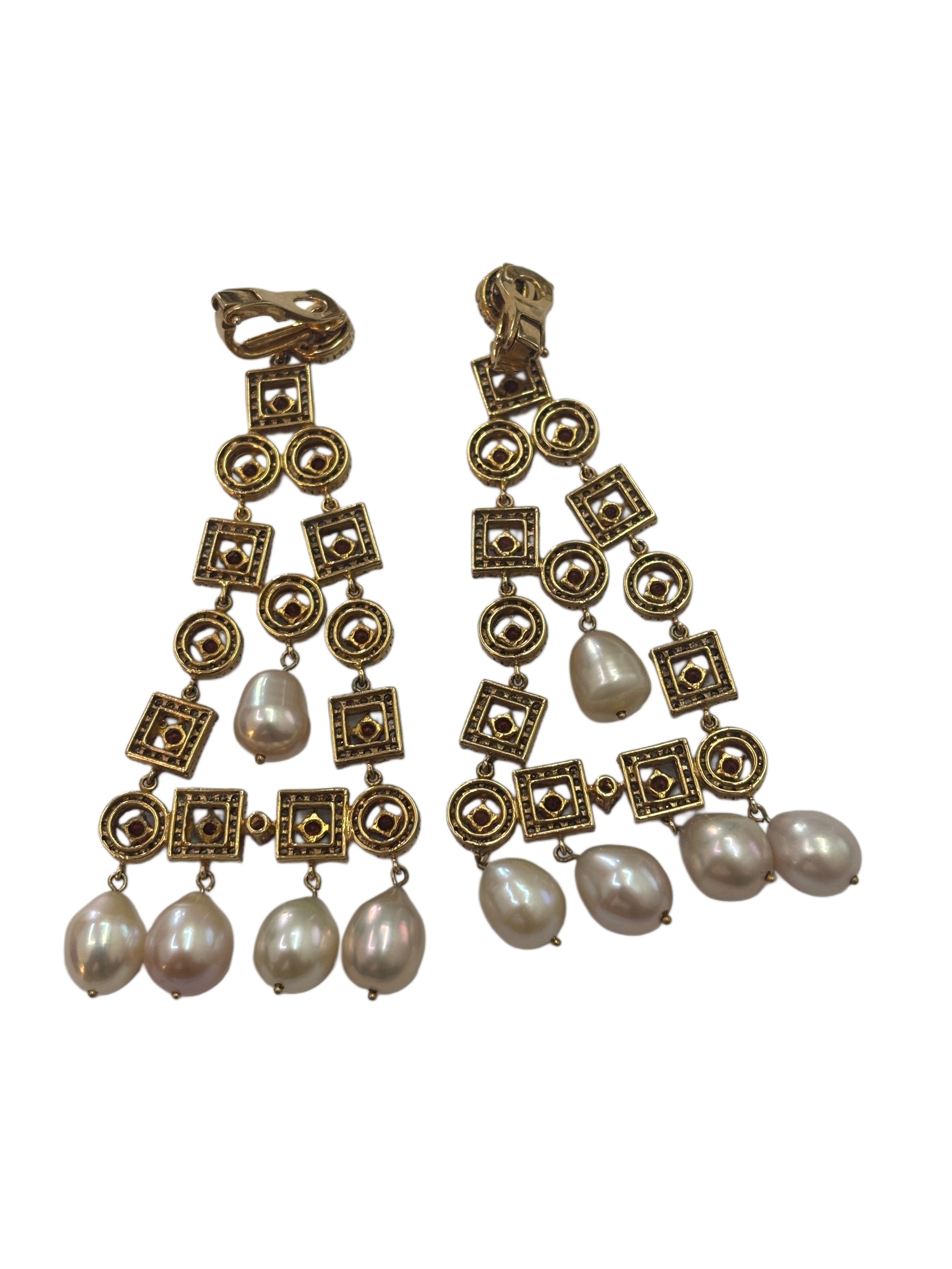 EARRING VINTAGE YELLOW GOLD 18KT 47GR - diamonds