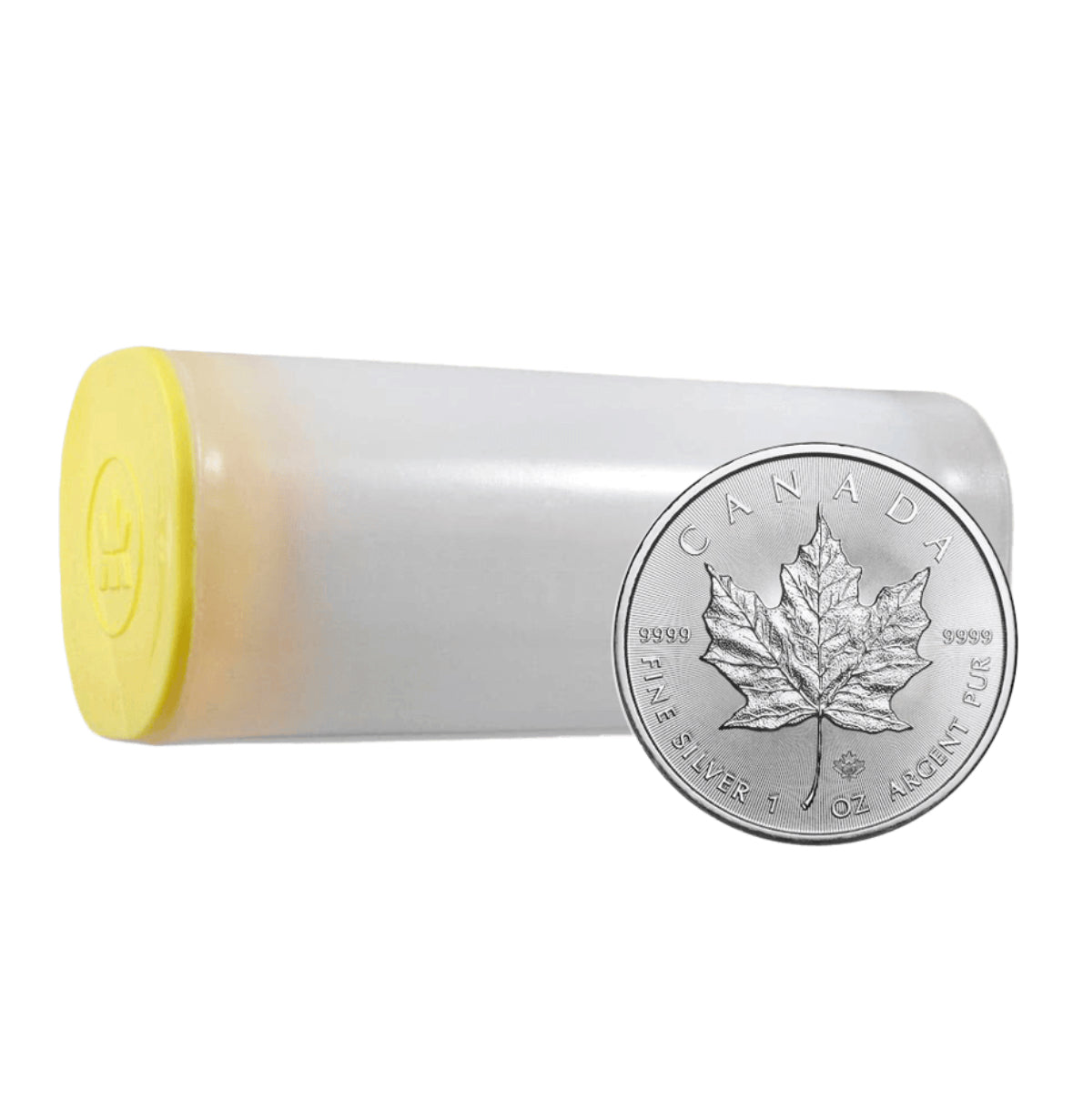 25 coins fine silver tube - maple leaf mixed years